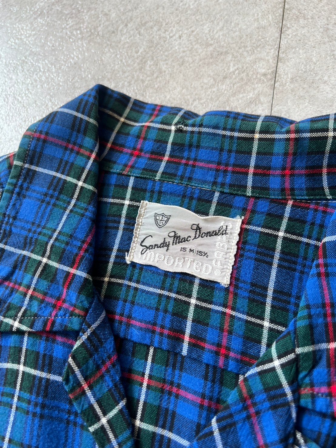 60s Sandy Mac Donald plaid open collar rayon s