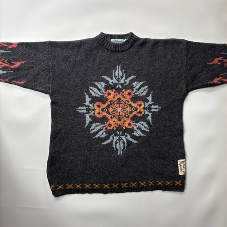 ~90's Sun burst motif intarsia knit