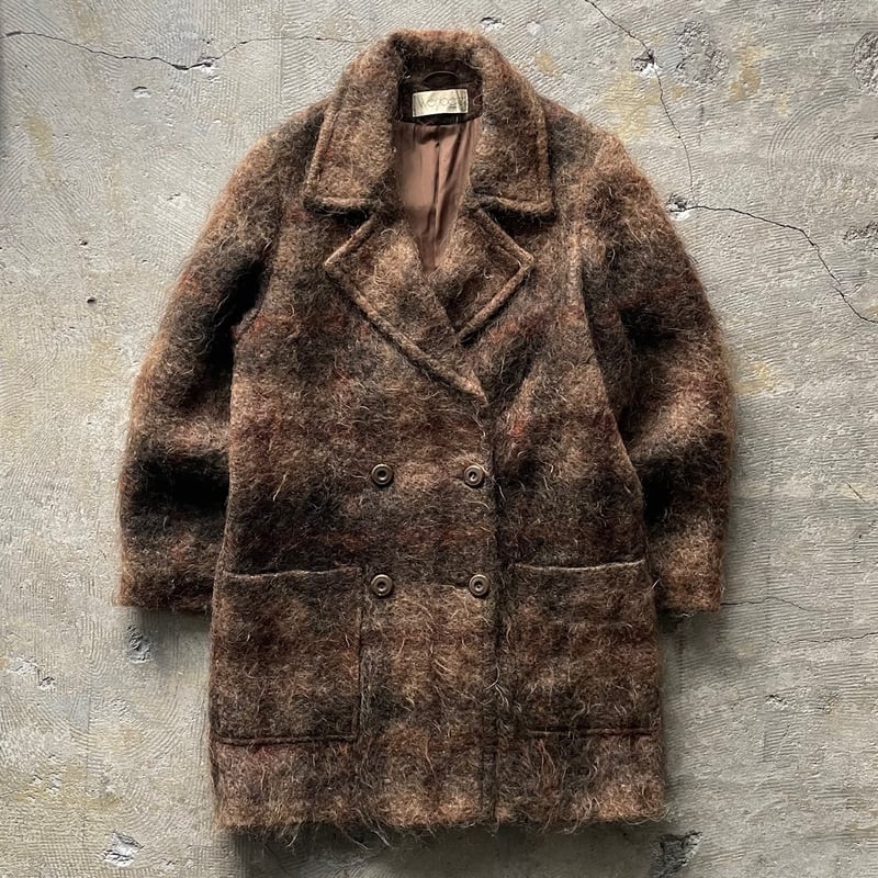 80s~ plaid shaggy mohair coat | sui & shara