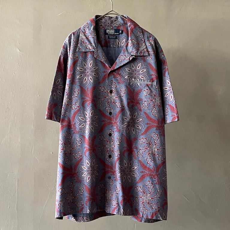 90年代 ラルフローレン 開襟シャツ(90s Ralph lauren cotton open collar shirt “VINTAGE CAMP”|ラルフローレン)