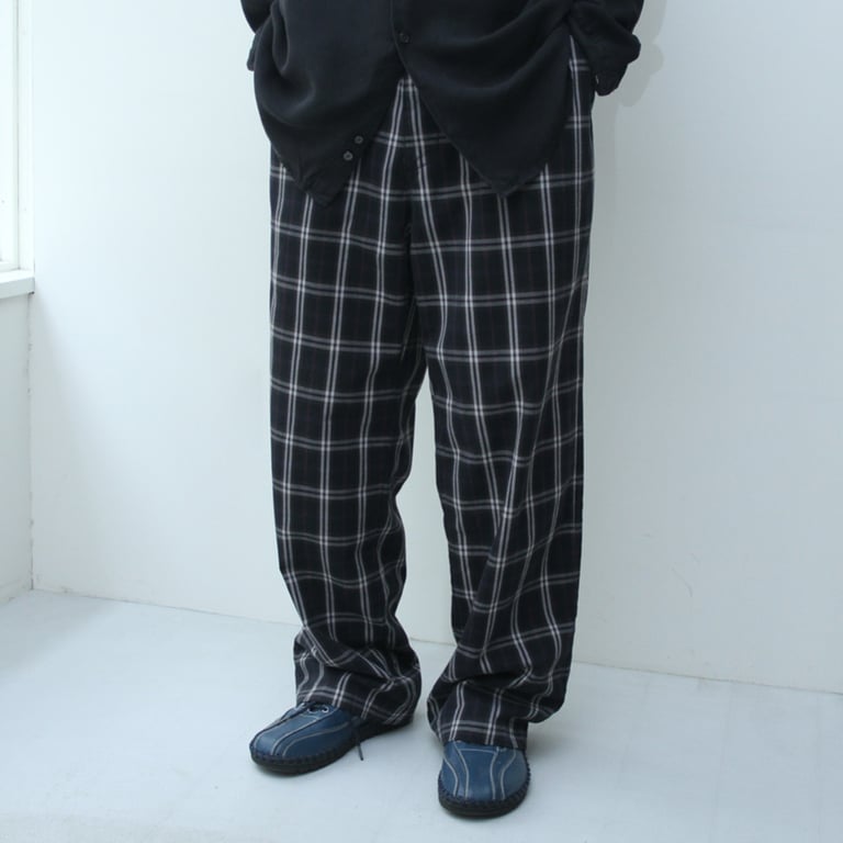 90年代 スラックス（90s~ Plaid pattern wide silhouette slacks）