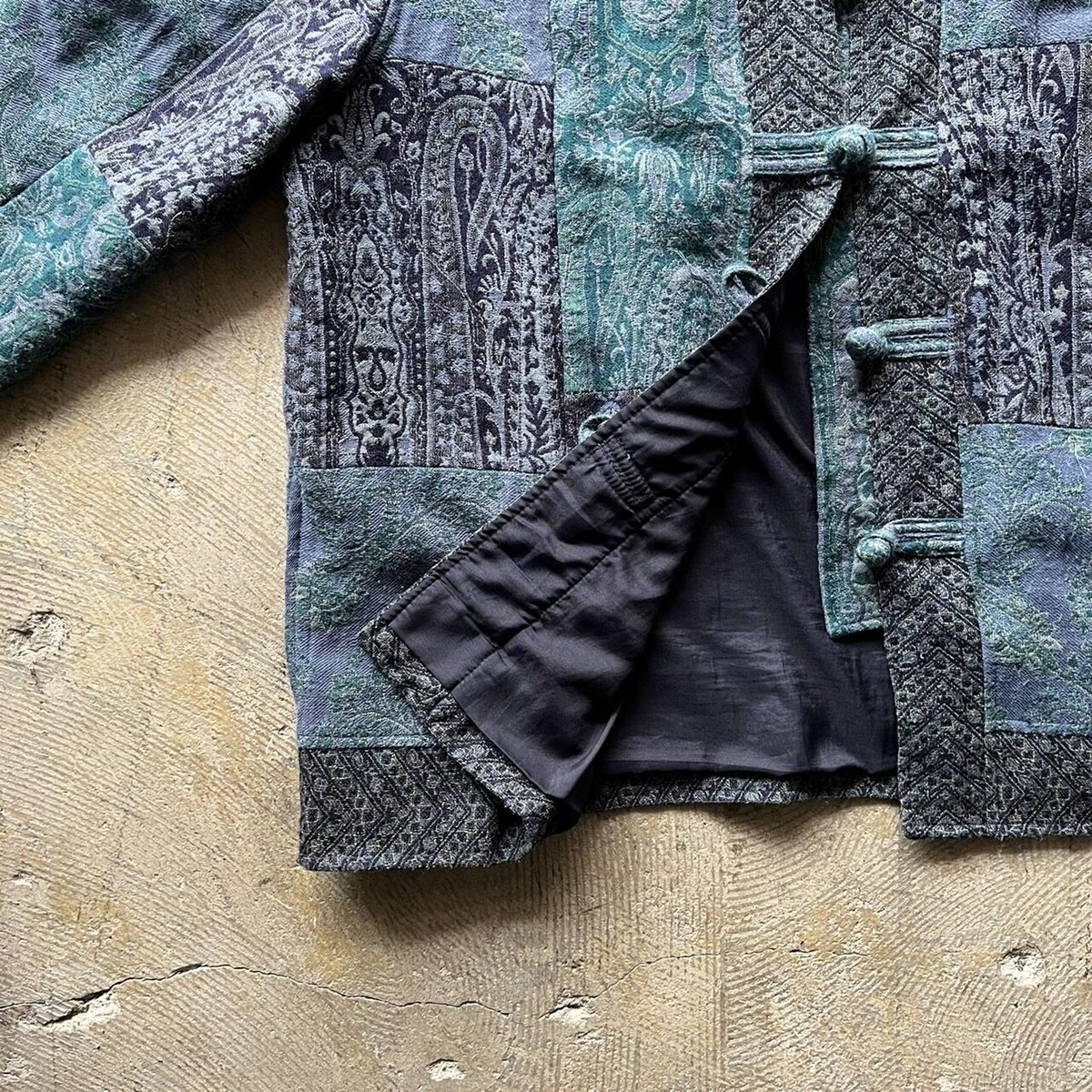 90s White stag flower pattern jacquard jacket |