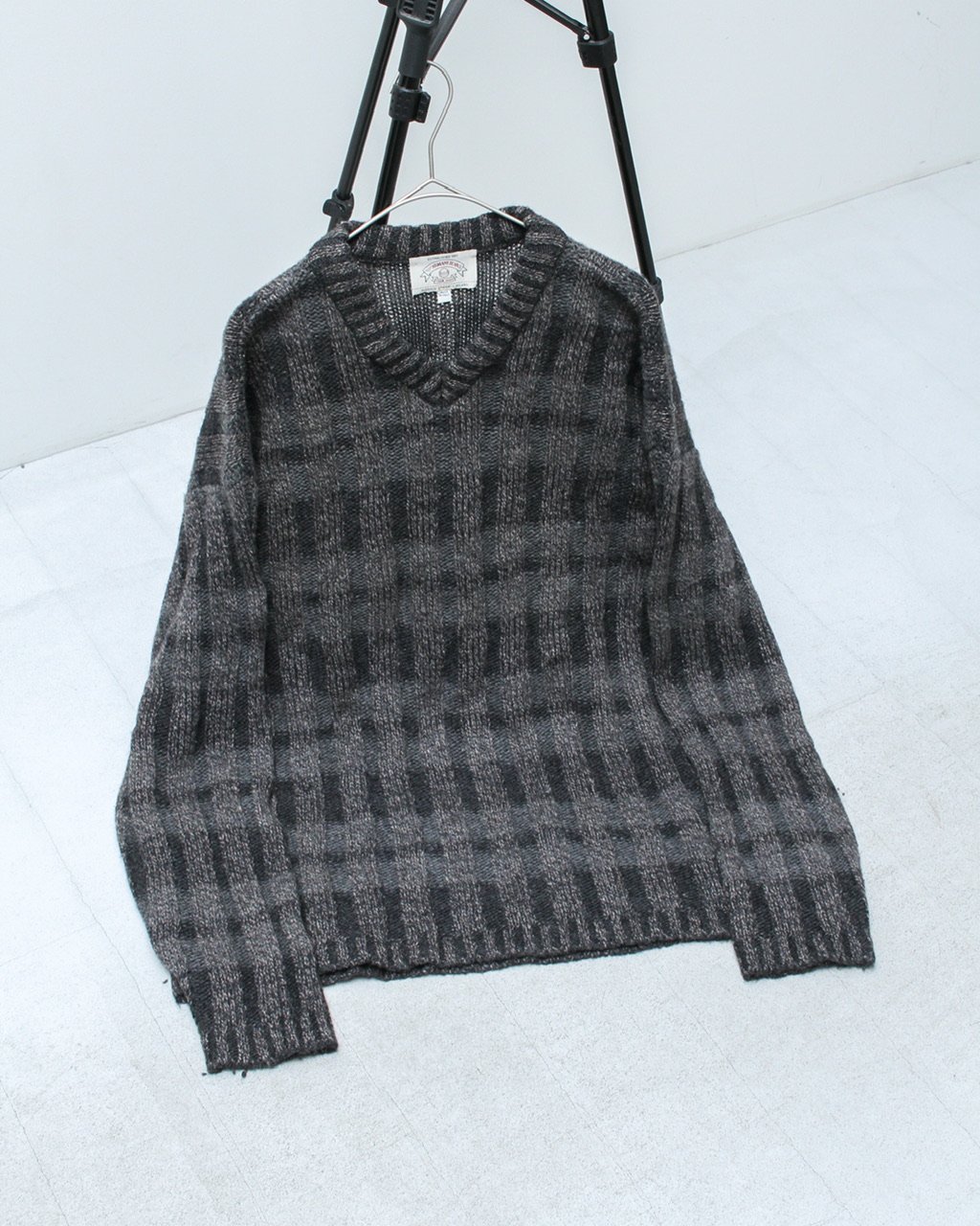 90s ARMANI JEANS plaid pattern knit sweater mad