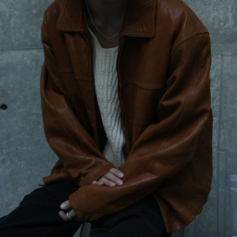 90s Zip up design leather jacket | sui & shara