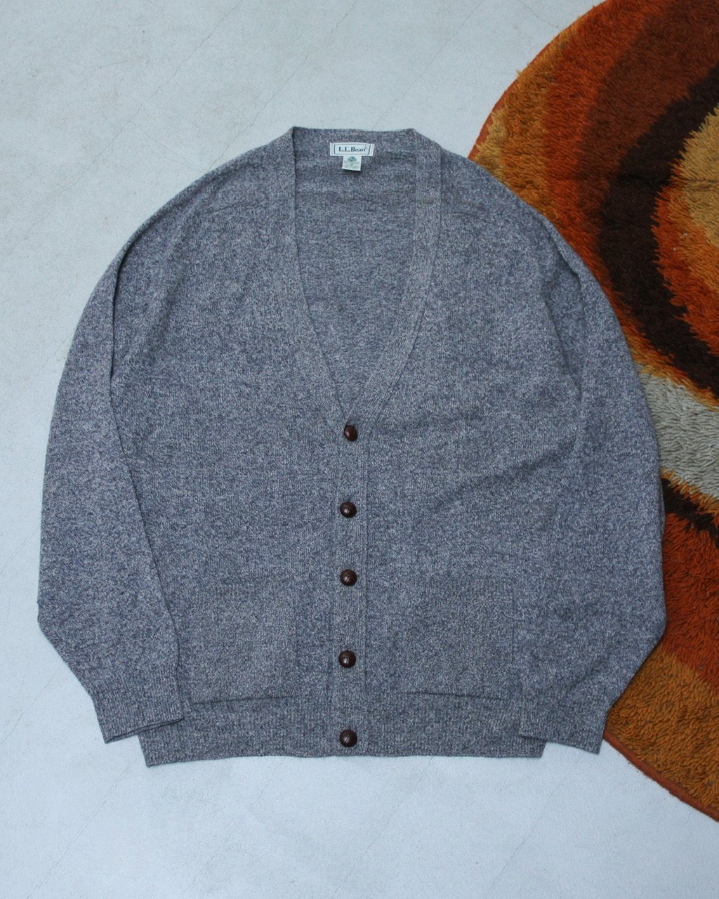 90s L.L.bean lambs wool melange knit cardigan |