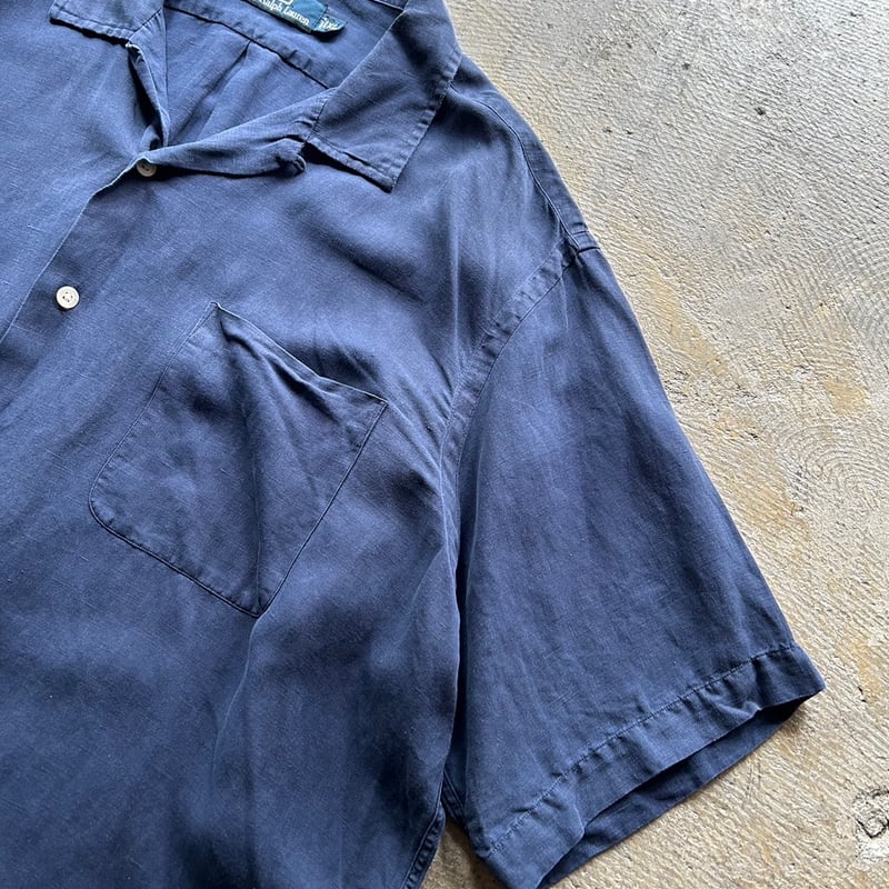 90's Polo Ralph Lauren linen/silk open collar s