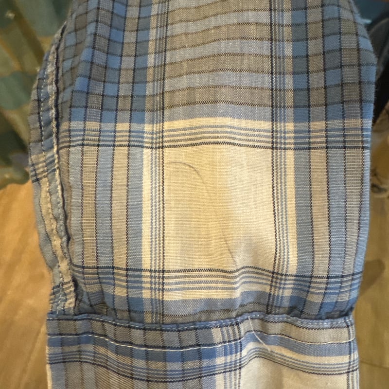 60s Pilgrim ombre plaid open collar cotton shir