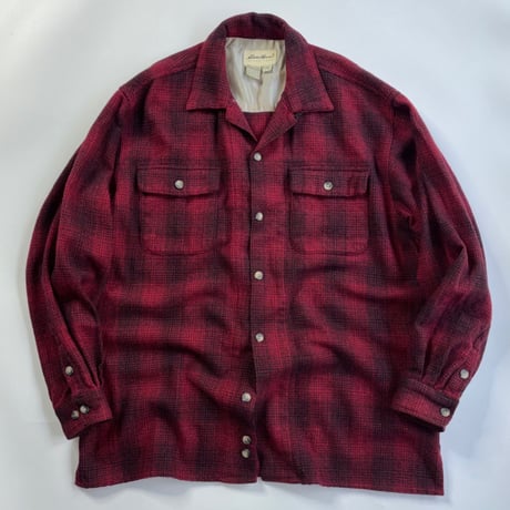 90's Eddie Bauer ombré open collar wool shirt｜エディーバウアー