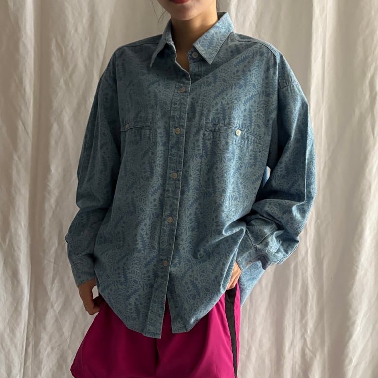 90s Patagonia leaf pattern L/S shirt｜パタゴニア