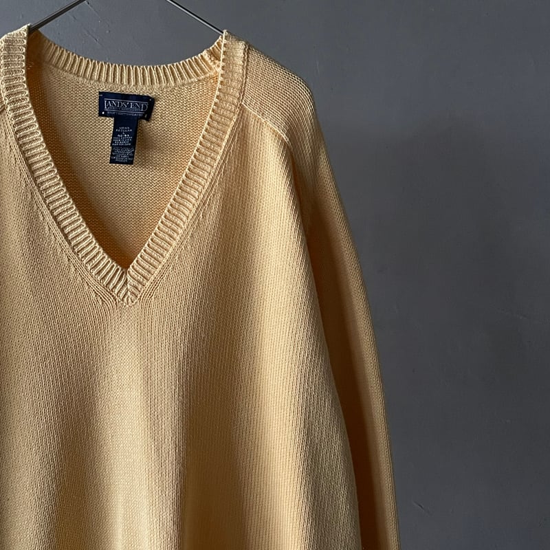 90s Lands'end v-neck drifter sweater ″Yellow″ |
