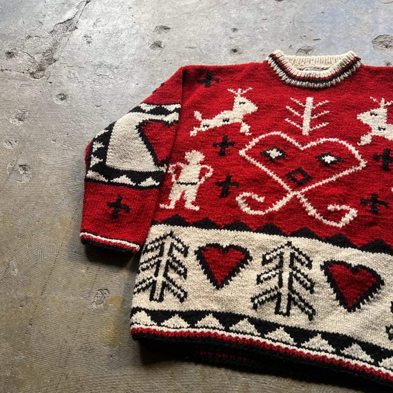 人物画 油絵 アンティーク レトロ 赤のセーター 冬の記憶