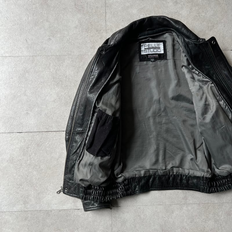 90s WILSONS LEATHER ブラックレザージャケット Wilsons Leather 90-00s ブラックレザー デザイン ハーフコート