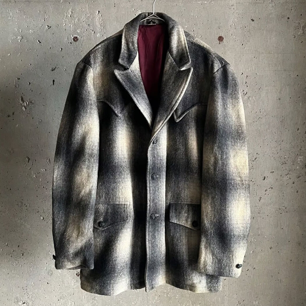 70s　ウエスタンジャケット　オンブレ 70s western ombre check wool tailored jacket |