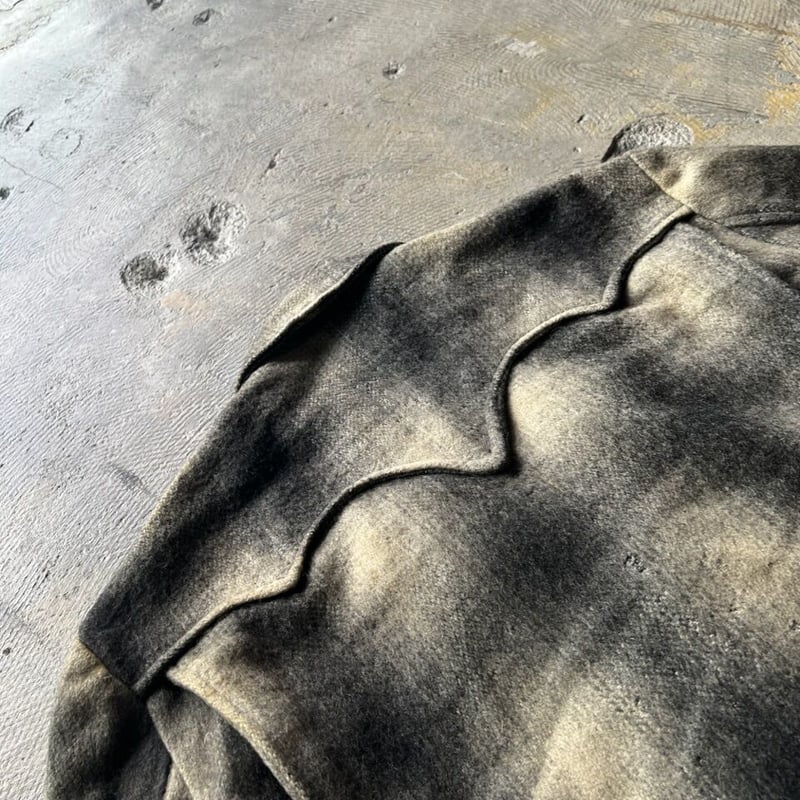 70s western ombre check wool tailored jacket |