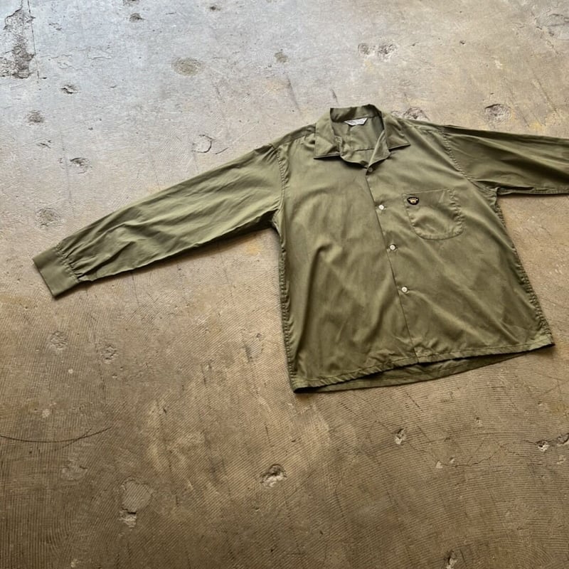 トップス 60's Vintage Open coller Cotton Shirt 60s vintage open-collared shirt