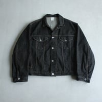 Tracker type yarn dyed black denim jacket