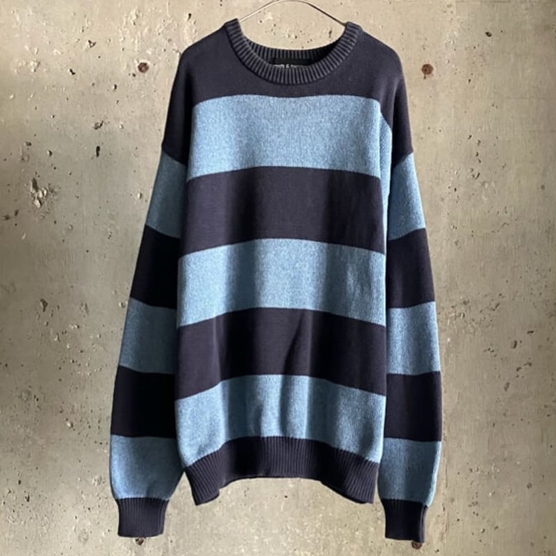 90s croft&barrow コットンニット　ブラック 古着 90年代 クラフトアンドバロー CROFT&BARROW ボーダー柄