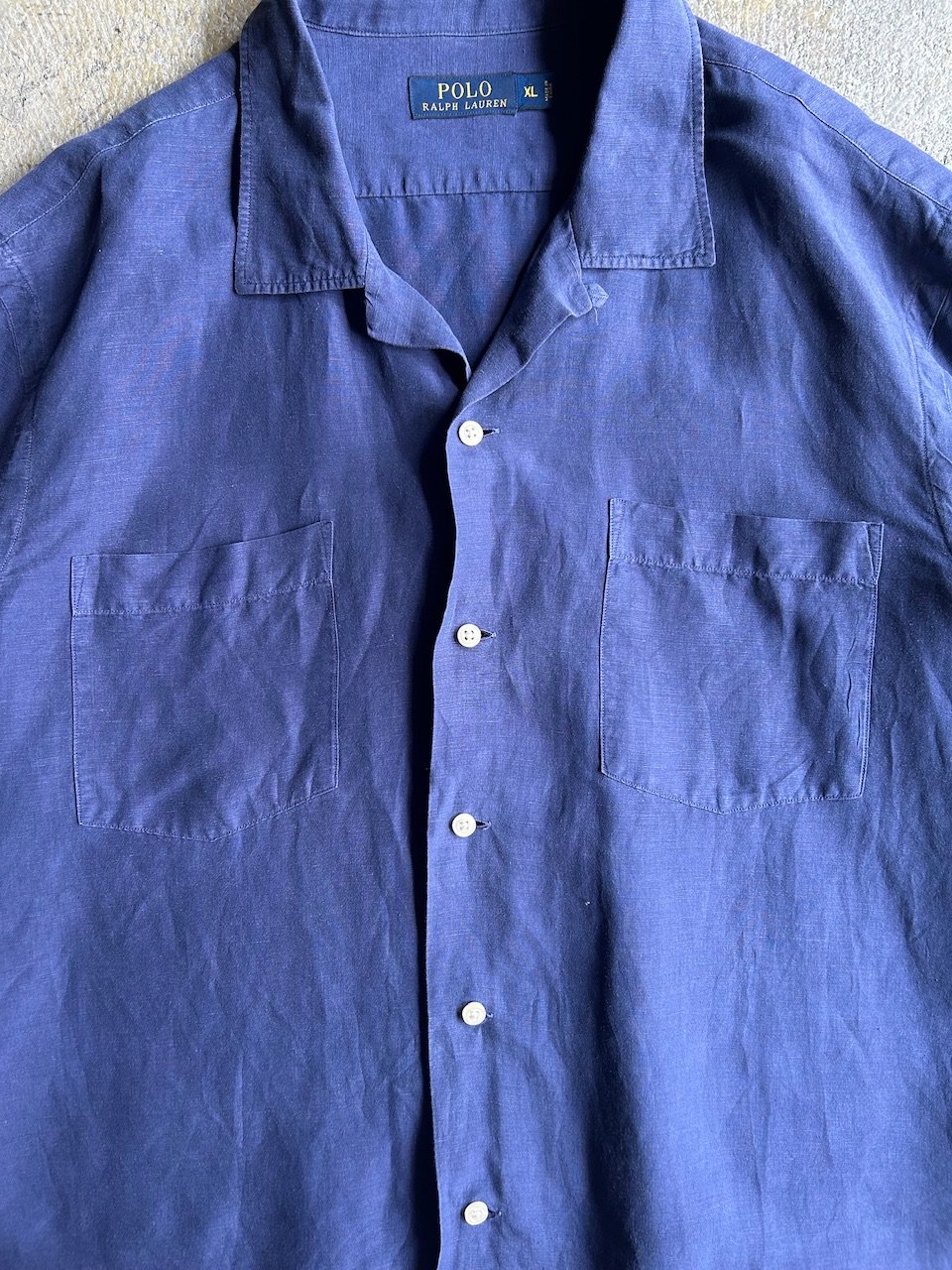 【XL】Linen × Silk ラルフ オープンカラーシャツ サックスブルー XL】Linen × Silk ラルフ オープンカラーシャツ サックスブルー