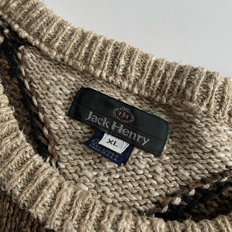 90s〜 cotton/linen rhombus pattern sweater | sui