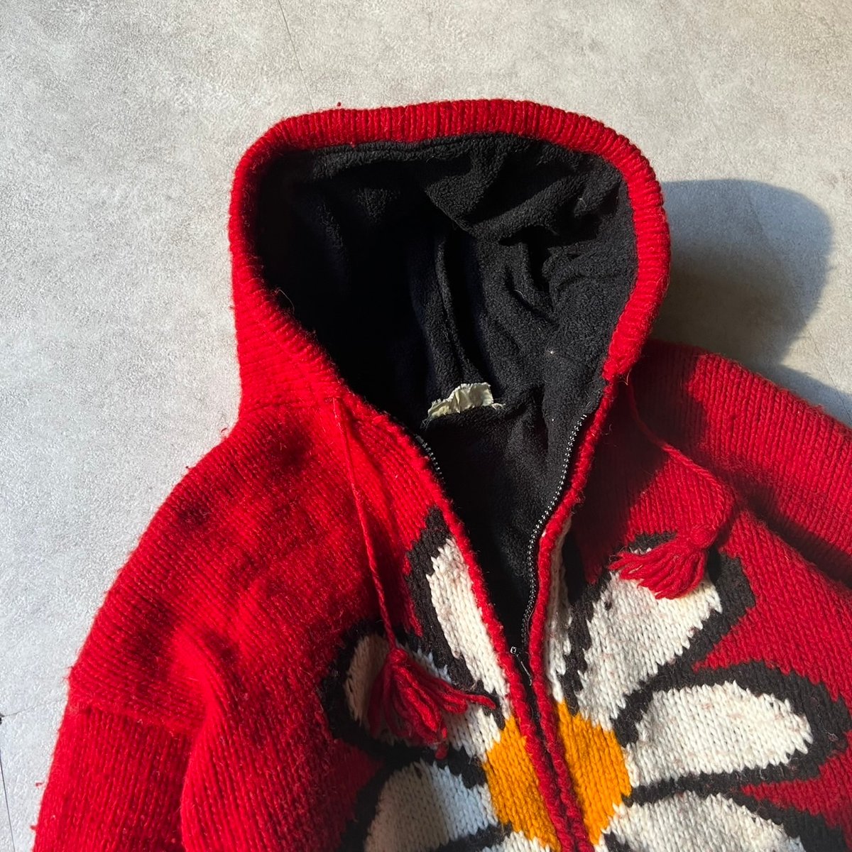 flower motif ecuador knit zip-up hoodie | sui &
