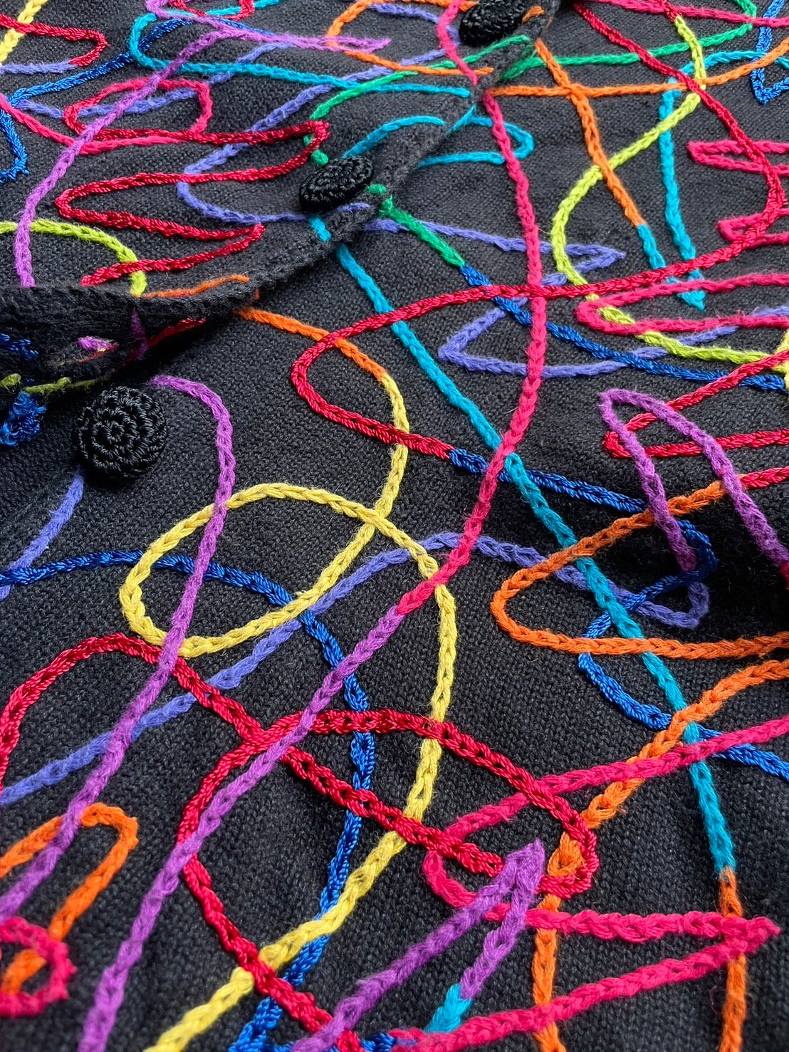 90s Michael Simon rainbow abstract knit cardiga