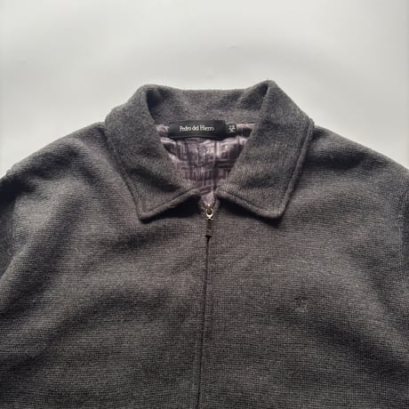 90's~ Wool/Acrylic knit zip-up jacket