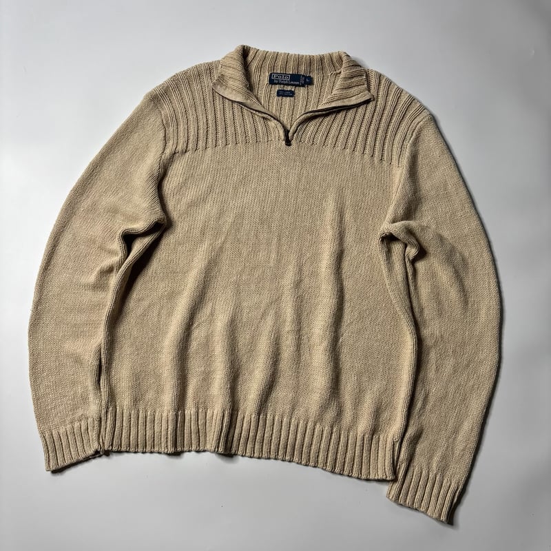 90s Ralph Lauren linen×cotton half zip knit |