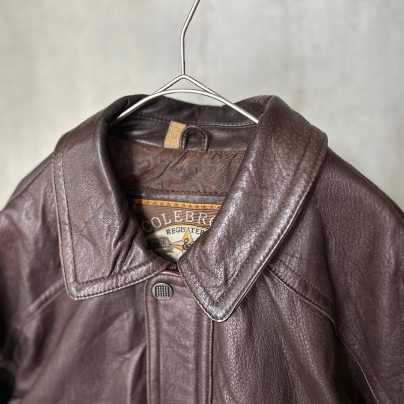 90s Leather Jacket ダークブラウン レザージャケット A-2 90s Vintage A2 Distressed Dark Brown Military Womens