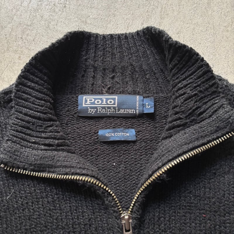 90s Ralph lauren half zip border cotton knit |