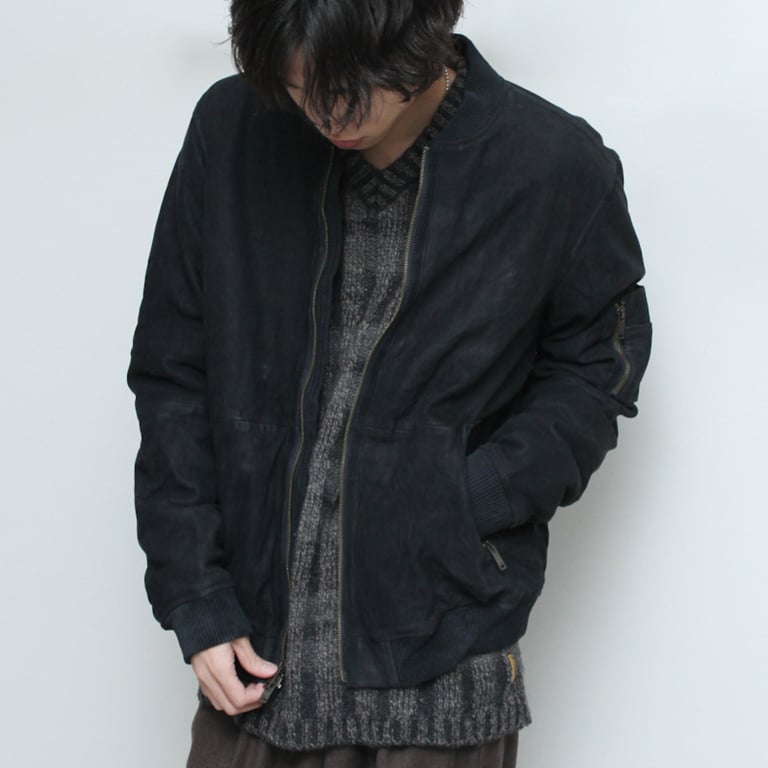00s MA-1 type suede leather jacket