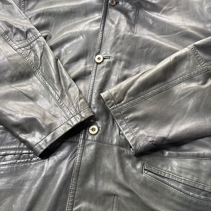 80's~ Burberry sheep skin leather half coat | s