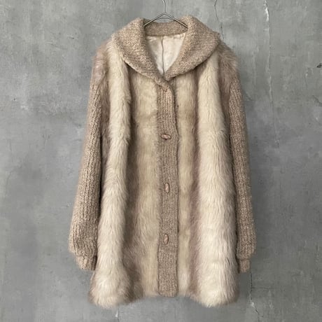 knit×far switching coat