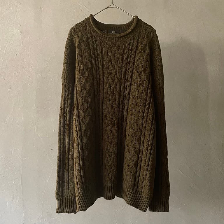 90s Structure roll neck cable knit sweater｜ストラクチャー
