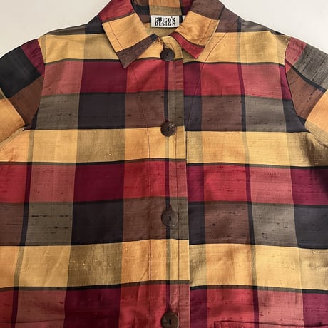 90s CHICO'S DESIGN silk plaid pattern shirt jacket