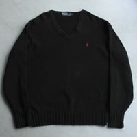 90s Ralph lauren V-neck cotton knit sweater｜ラルフローレン