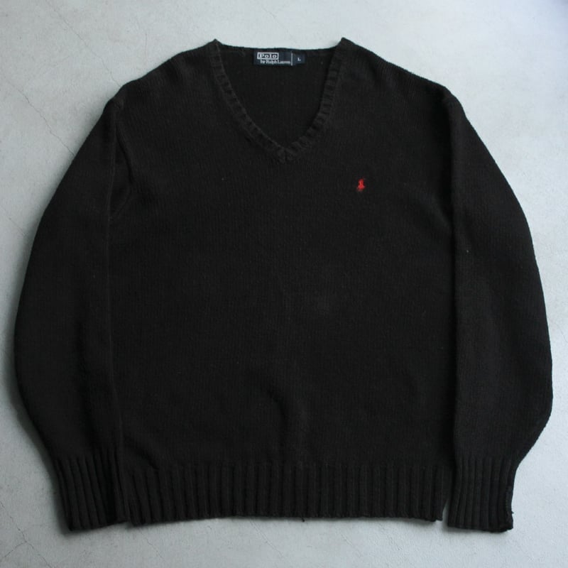 90s Ralph lauren V-neck cotton knit sweater | s