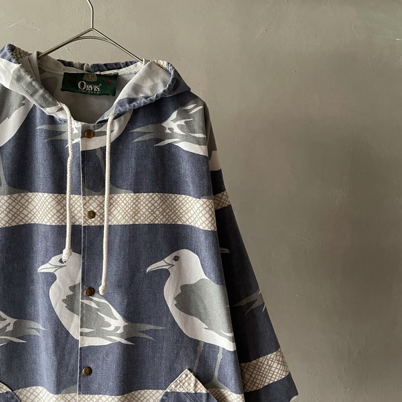 90's ORVIS cotton S/S print shirt M
