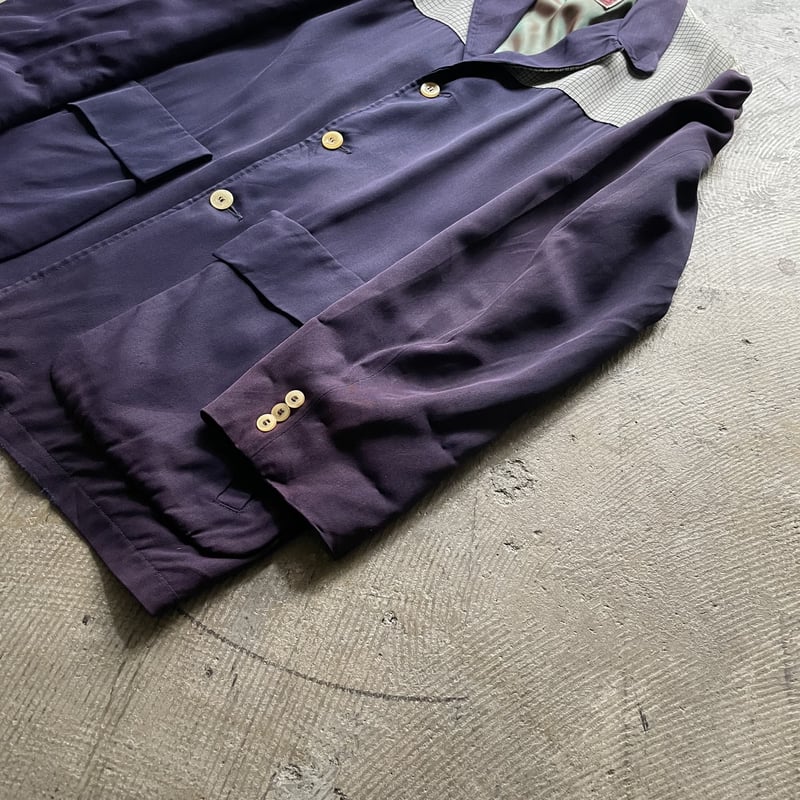 ギャバジャン50s テーラードジャケット茄子紺カラーレーヨン