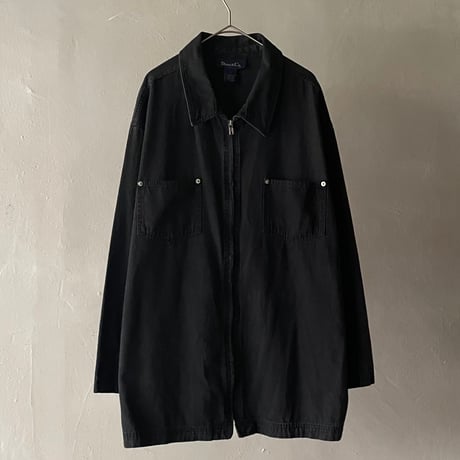 90s〜 Denim&Co zip-up denim shirt “Black”