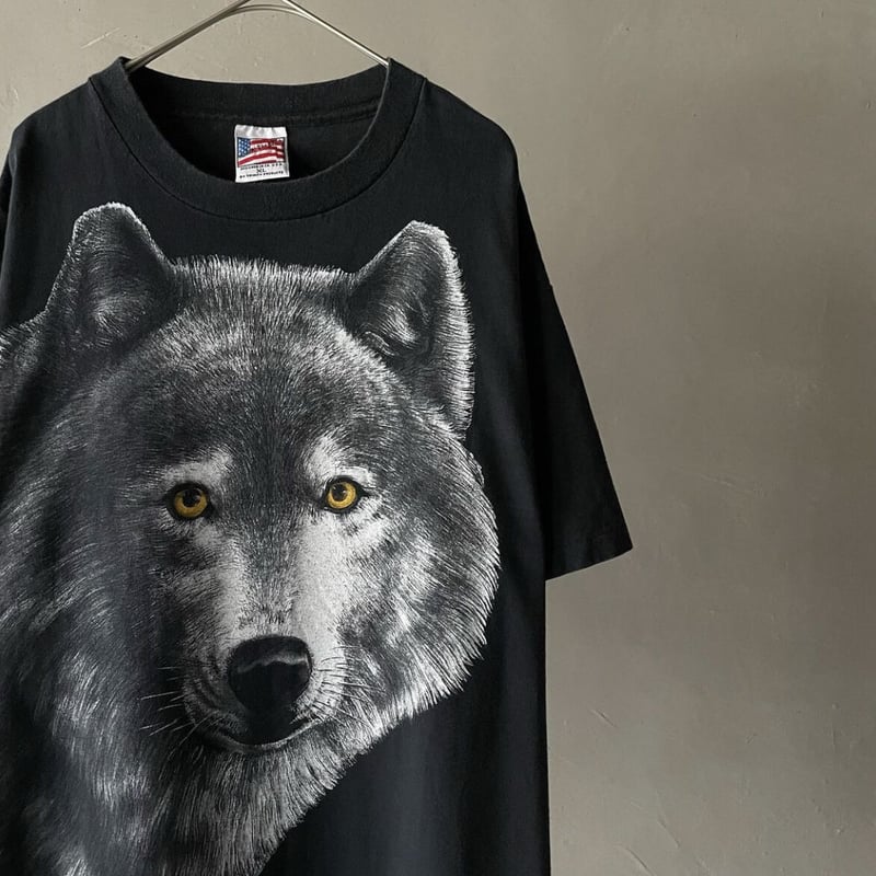 90's Trinity products animal print tee “Wolf” |