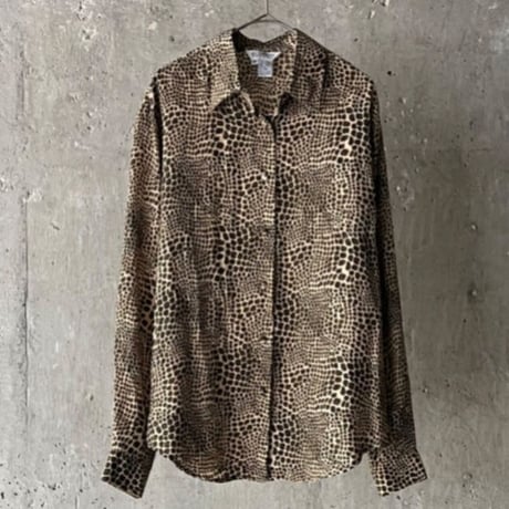 90s leopard pattern silk shirt