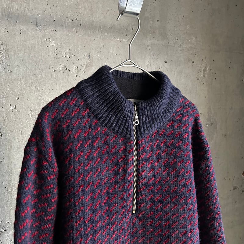 90's L.L.Bean birds eye half zip wool knit | su...