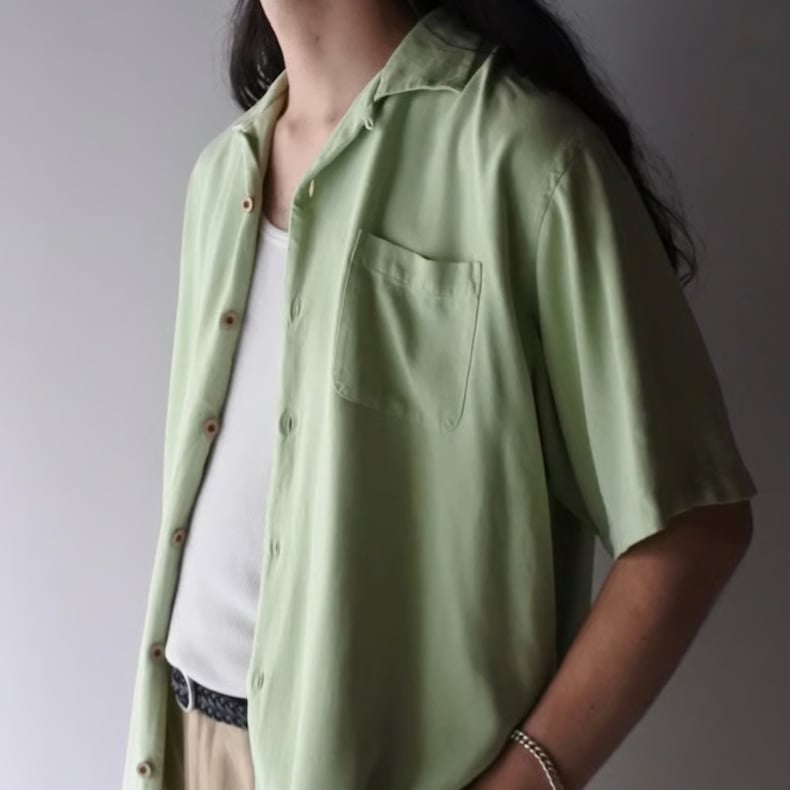 Tommy bahama open collar S/S silk shirt | sui &