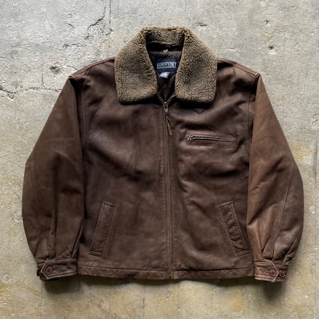 90s LANDS'END boa leather jacket
