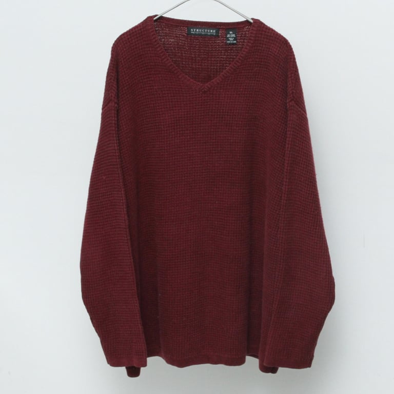 90s~ Structure v-neck cotton knit sweater｜ストラクチャー