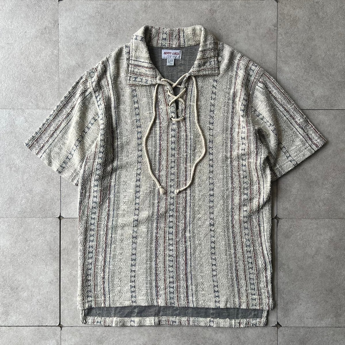 90s Berto Lucci mulch stripe race up shirt | su