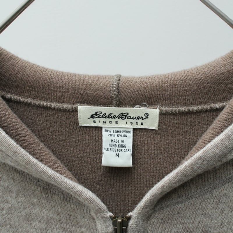 90s Eddie bauer lambs wool zip up knit hoodie |