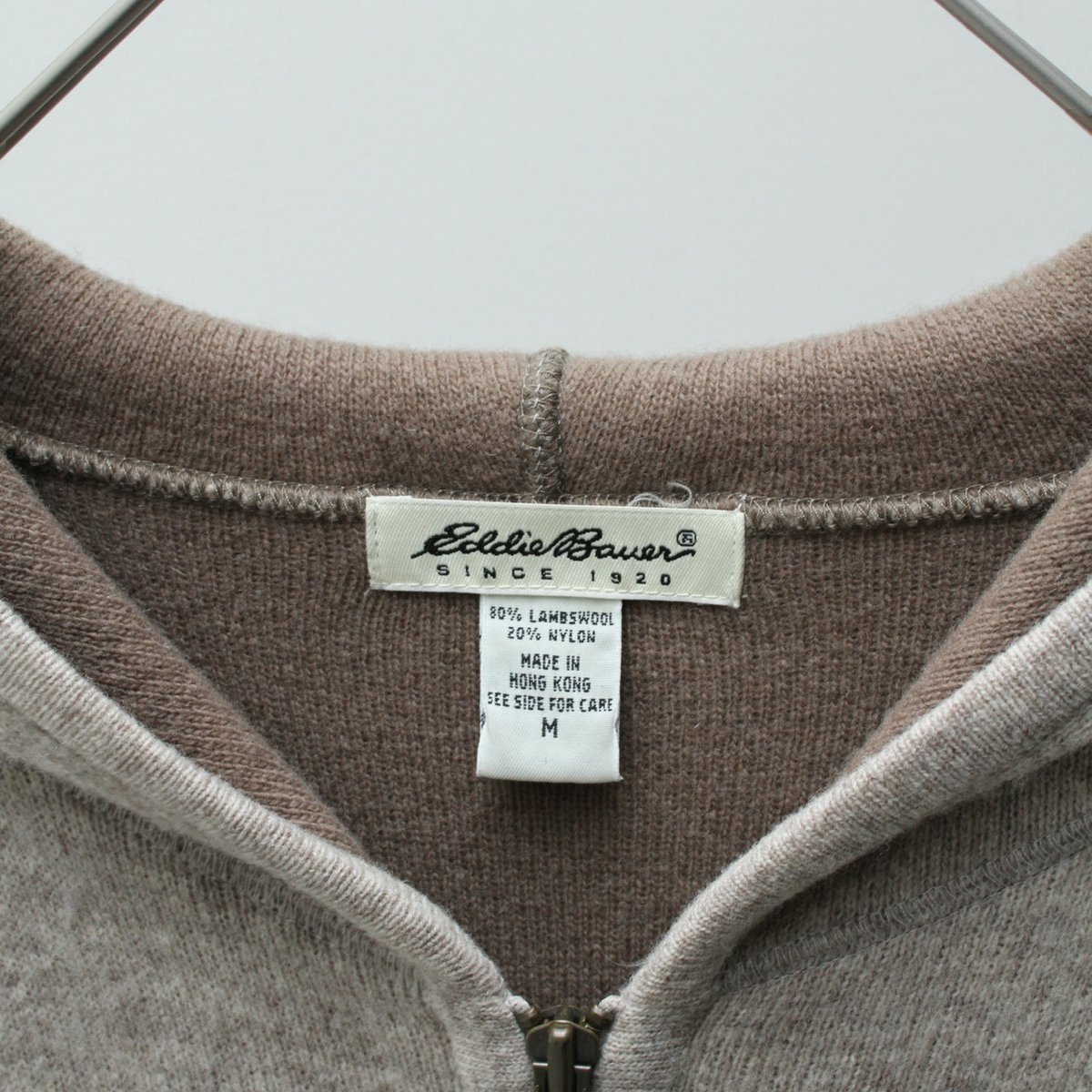 90s Eddie bauer lambs wool zip up knit hoodie |