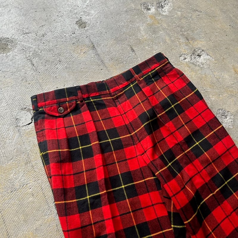 ラルフローレン　タータンチェック　スラックス　古着　90s 90s Polo Ralph Lauren tartan check 2 tuck wool