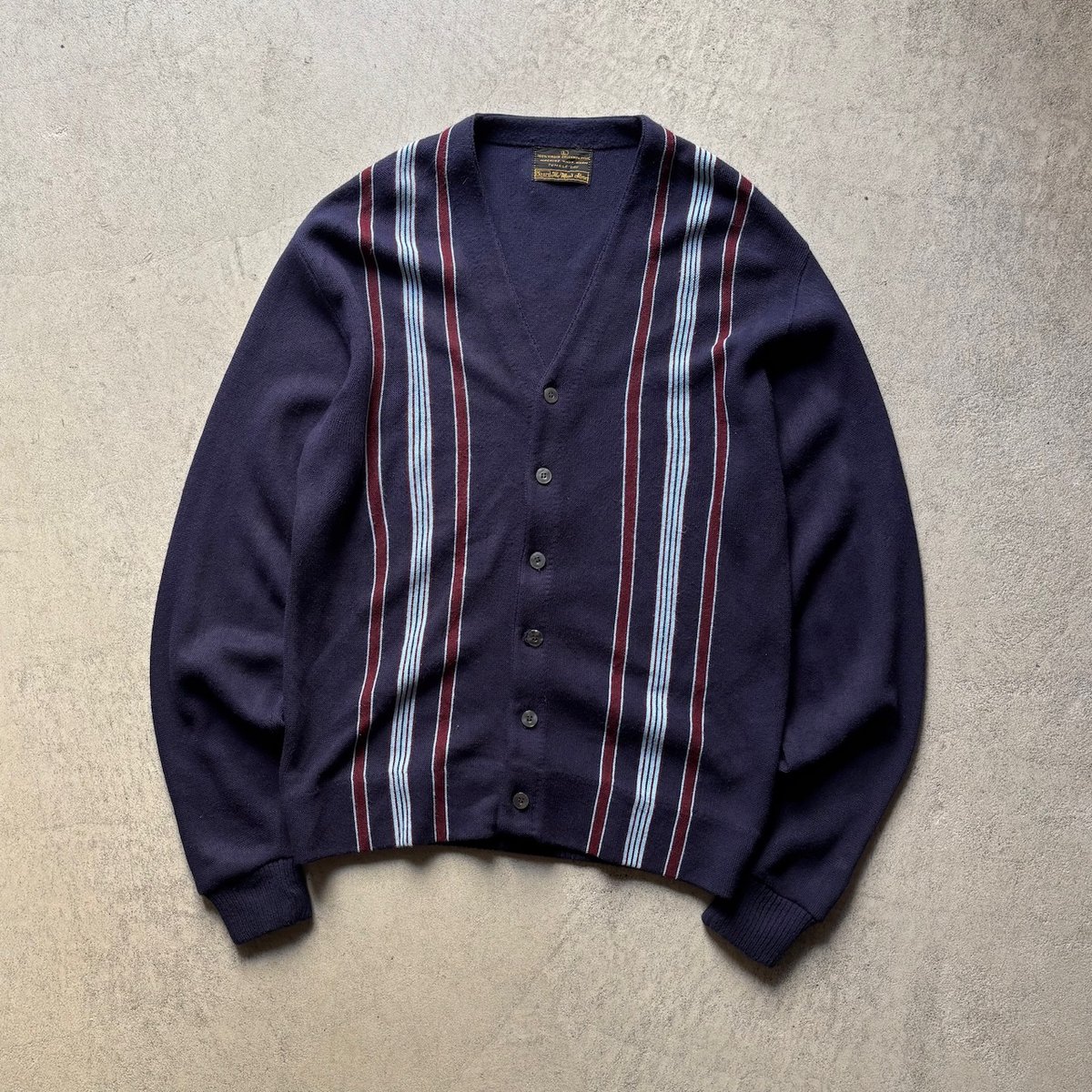 超希少 70s Sears アクリル ストライプ アーガイル ニットカーディガン 70s Sears striped acrylic knit cardigan | sui &